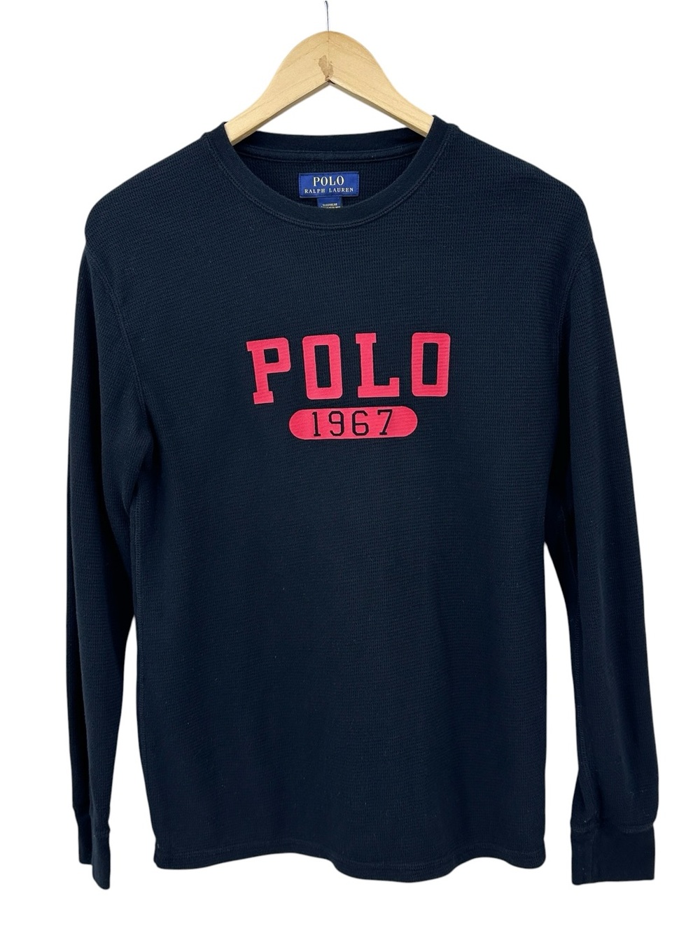 POLO RALPH LAUREN Shirt Waffle Knit Sleepwear Black Red